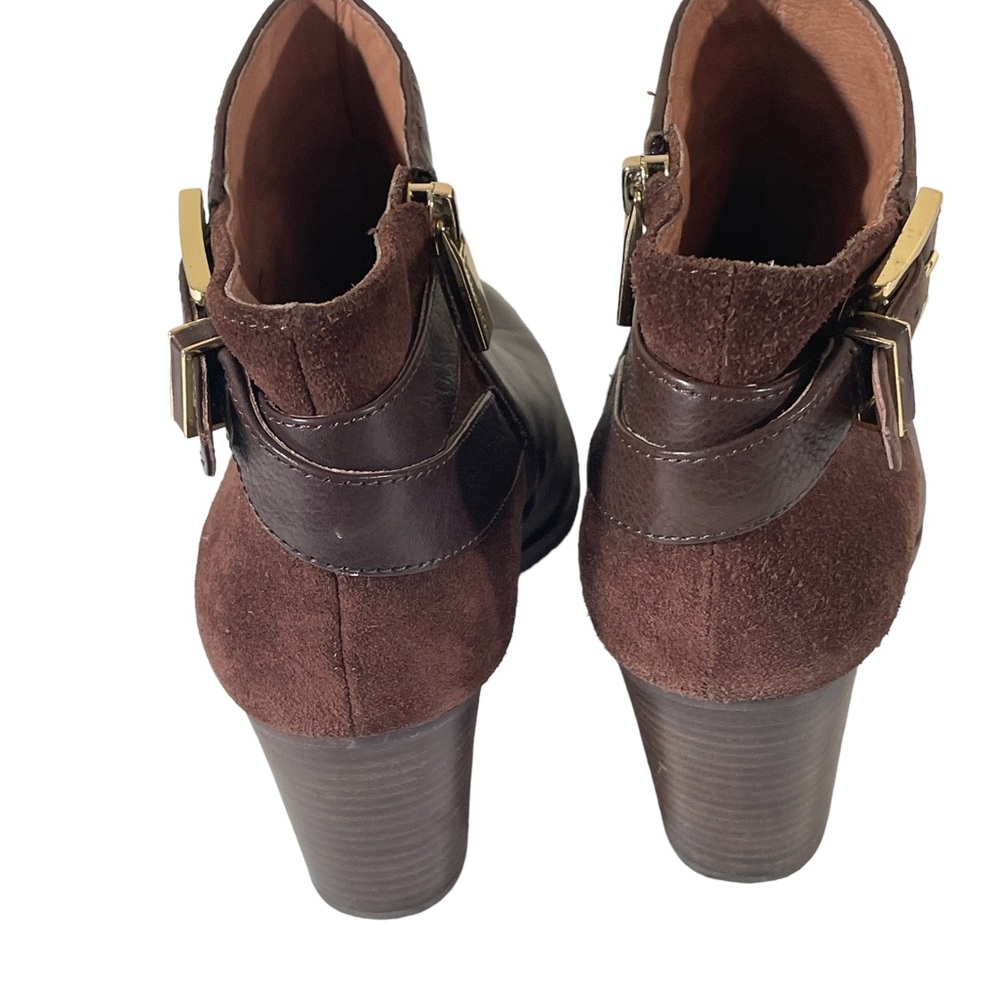 Louise et Cie “Vasca” Leather Suede Buckle Detail Block Heel Bootie Size 7M - Picture 10 of 13